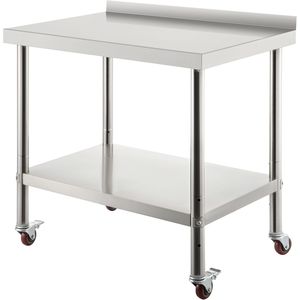 Tavolo da Lavoro Professionale in Acciaio Inox 30 X 24 X 35 Pollici con Capacità di Carico di 200 kg e Alzatina Regolabile - Product Image 1