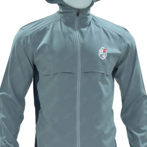 Veste de sudation pour hommes à manches longues avec capuche, haut de sport à col montant et fermeture éclair latérale asymétrique, coupe-vent - Product Image 6