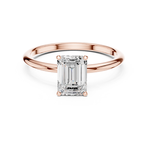 Bague solitaire en diamant de laboratoire taille émeraude - Product Image 3