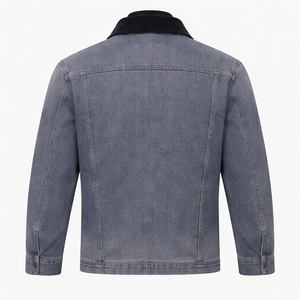 <b>Men</b>’s Vintage <b>Denim</b> Workwear <b>Jacket</b> Corduroy Collar Button Front Casual Streetwear Jean <b>Jacket</b> OEM ODM - Product Image 3