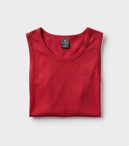 เสื้อกล้ามแขนกุดสีแดงสำหรับผู้ชาย คอกลม สีพื้น ผ้าถัก สวมใส่สบายๆ - Product Image 4