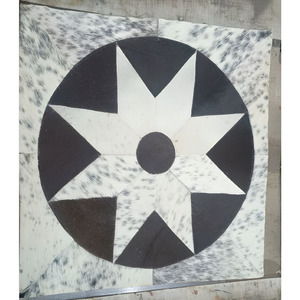 Custom Handmade Hair on Hide Square Cowhide Rug Geometric <b>Leather</b> Block Patchwork For Floor Carpet Living Room & Home Decorating - Product Image 4