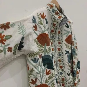 Factory Price Suzani Embroidery Velvet Short Jacket Women Button Winter <b>Coat</b> Bohemian Bomber Jacket Trendy Wholesale <b>Top</b> Product - Product Image 3