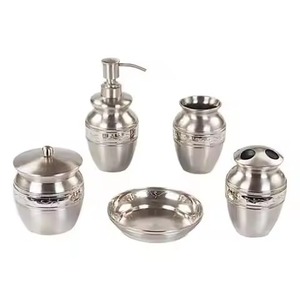 Luxury Copper <b>Bathroom</b> <b>Set</b> Four-Piece Round Metal <b>Accessories</b> for <b>Bathroom</b> Vanity Decor Durable Hotel Spa Style - Product Image 2