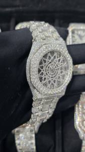 Premium Luxury Men's Automatic White Moissanite Diamond Square <b>Watch</b> <b>Arabic</b> Dial Handmade VVS1 Sapphire Crystal Window Black - Product Image 2