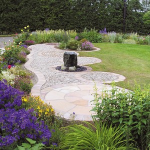 GROCON Camel Dust Sandstone Circle Patio <b>Kit</b> Modern Design Outdoor/Exterior Use Garden Paving Set (1.8m 2.4m 3m) - Product Image 1