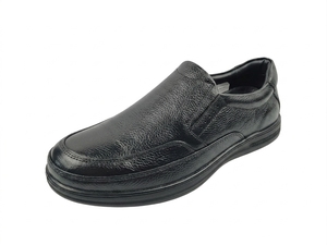 Chaussures de marche pour hommes en cuir véritable noir, à enfiler, bout rond, semelle intermédiaire EVA amortie, semelle extérieure en caoutchouc, toutes saisons - Product Image 5