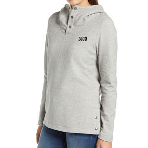 Hoodie pour femme à manches longues et couleur unie, avec coutures de haute qualité, design personnalisable (service OEM) pour les acheteurs en gros, poignets côtelés et capuche. - Product Image 4