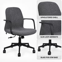 Chaise de bureau ergonomique moderne en tissu de lin avec cadre en PP, hauteur réglable, pivotante, pour la maison, le bureau, l'école, l'hôtel, l'hôpital