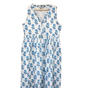 Vestido con estampado de bloques a mano, ropa de verano con estampado Floral indio, vestido de verano de algodón sin mangas para mujer - Product Image 1