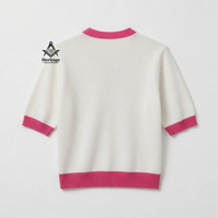Alpha grec |   Kapa |   Cardigan vintage rose et blanc pour femme, brodé sur mesure, écologique, style universitaire, pour sororité, collection hiver Alpha