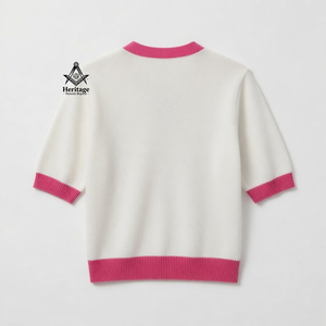 Alpha grec |   Kapa |   Cardigan personnalisé Alpha sur mesure pour femmes, style universitaire d'hiver, rose et blanc vintage, pour sororité AKA - Product Image 5