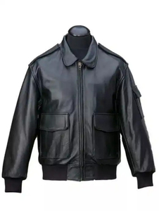 Chaqueta Bomber de Cuero Sintético para Hombre, Cierre de Cremallera, Transpirable, Resistente al Viento, Estilo Motero, Color Sólido, para Invierno - Product Image 3