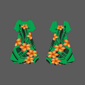 ชุดมูมูแขนพองลายโพลีนีเซียนขายส่ง ชุดมูมูไมโครนีเซียนแบบสั่งทำพิเศษ ชุดมิดิพัฟฟี่ - Product Image 3