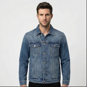 Chaqueta vaquera para hombre Abrigo de camionero de moda de gran tamaño transpirable de alta calidad con logotipo frontal - Product Image 1