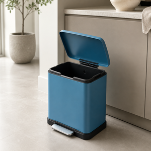 Blue Rectangular Pedal <b>Dustbin</b> With <b>Lid</b> Removable Inner Bucket Modern Kitchen Bathroom Trash Can Waste Bin - Product Image 4