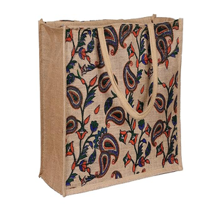 Kalamkari กระเป๋าช้อปปิ้งพิมพ์ลายปอกระเจาพร้อมสายรัดผ้าฝ้ายพิมพ์เทปซิป - Product Image 1