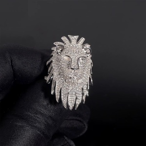ZAWO HOUSE 3D Animal <b>Ring</b> 925 <b>Silver</b> VVS1 Moissanite <b>Men</b> Diamond <b>Rings</b> Lion Head Ice Out Hip Hop <b>Ring</b> Rapper Jewelry - Product Image 5