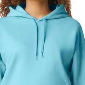 Sweat-shirt à capuche pour femme bleu aqua, à manches longues, en polaire, avec poche kangourou, décontracté, logo personnalisé, vente en gros, fournisseur de sweats à capuche - Product Image 3