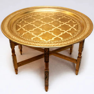 Table de salon traditionnelle marocaine en laiton - Product Image 1