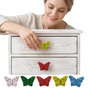 White Distressed <b>Ceramic</b> Butterfly <b>Knobs</b> Versatile Drawer Cabinet Handle Pulls for Bedroom Dresser Wardrobe Dining Kitchen - Product Image 5