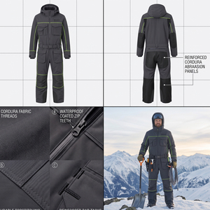 Combinaison de ski imperméable à capuche pour homme, personnalisable par sublimation, thermique, coupe-vent, pour la montagne et le snowboard, en polyester/nylon - Product Image 4