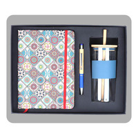 Ensemble cadeau promotionnel 4 pièces en bois et cuir PU, couleur personnalisée, logo personnalisé, carnet, horloge de bureau, porte-cartes, boîte cadeau