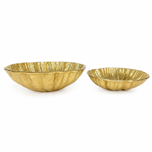 Ensemble de 2 bols de service en métal doré à bords festonnés, décoratifs, pour fruits et collations, centre de table - Product Image 6
