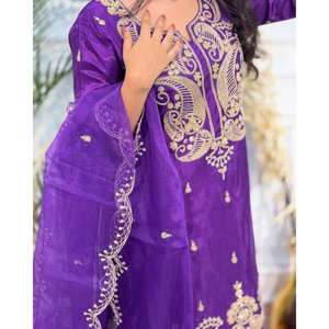 Magnifique ensemble élégant pour soirée, haut et bas avec dupatta, taille XL - Product Image 5