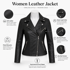Chaqueta de Cuero para Mujer, Transpirable, Acolchada, con Silueta Elegante, Acabado Duradero, Ajuste Cómodo para Atuendos Casuales y Uso Urbano - Product Image 6