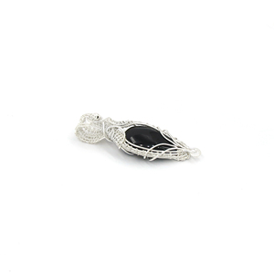 Colgante Artesanal de Ónix Negro en Forma de Lágrima con Alambre, Chapado en Plata, Joyería de Piedras Preciosas Naturales al por Mayor - Product Image 2