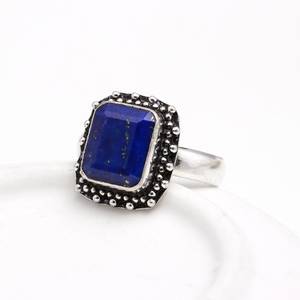 Lapis Lazuli Octagon <b>Ring</b> <b>925</b> Sterling <b>Silver</b> Filigree Vintage Art Deco IGI Certified Gemstone <b>Ring</b> Handmade Women Jewelry - Product Image 6