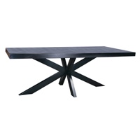 Ensemble de table à manger pliable moderne en bois massif noir et métal, motifs en chevrons, pour la maison, l'appartement, l'hôtel