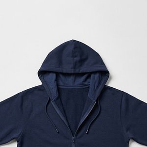 Sudadera con Capucha Azul Marino para Mujer, con Logotipo Personalizado al por Mayor, Color Sólido, Manga Larga, con Bolsillos, Corte Regular, Tejido de Algodón, Otoño - Product Image 5