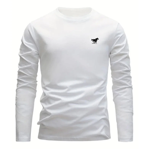 Camiseta de Manga Larga para Hombre, Primavera y Otoño, Cuello Redondo Básico, Ideal para Deportes y Ocio - Product Image 2