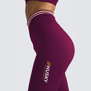HUSKY Women's Ribbed Sports <b>Bra</b> & Leggings Set <b>Blue</b> Seamless Fitness Wear Breathable Racerback Scoop Neck Medium Support - Product Image 5