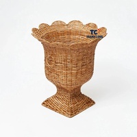 Penjualan Terbaik ramah lingkungan Boho-Chic Handwoven rotan Pot bunga bergaya tanaman dalam ruangan keranjang penyimpanan untuk dekorasi rumah