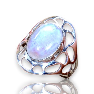 925 Sterling Silver Bezel Settings Oval Shape Cut Gemstone Lightweight <b>Rainbow</b> Moonstone Handmade Gemstone Rings For Wholesale - Product Image 1