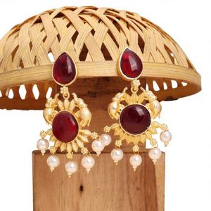 Pendientes Étnicos Tradicionales Indios para Mujer, Chapados en Plata Antigua, Regalo para Novia o Fiesta - Product Image 1