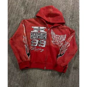 Sudadera con Capucha Richdreams Moto Cross 99 para Hombre, Diseño Deportivo Rojo con Forro Polar, Impresión por Transferencia de Calor, Corte Regular, Ropa de Otoño - Product Image 6