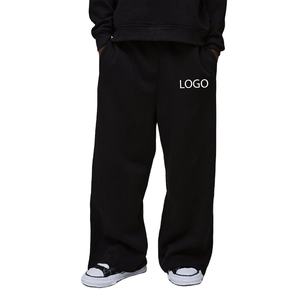 Logo personnalisé 450GSM 100% coton Joggers Pantalon de survêtement à jambes larges Broderie Jogging confortable pour Puff Print Solid Blank Luxury Man - Product Image 1