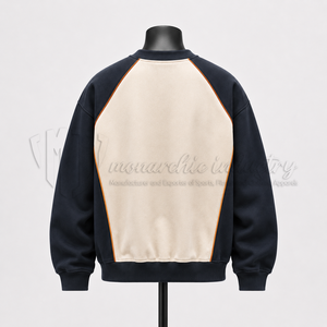 Sudadera de cuello redondo con bloques de color para hombre, sudadera polar personalizada, sudadera informal estilo streetwear con manga raglán, venta al por mayor - Product Image 2