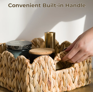 Ensemble de paniers de rangement en jacinthe d'eau naturelle faits à la main, paniers tissés avec poignées, décoration intérieure - Product Image 3
