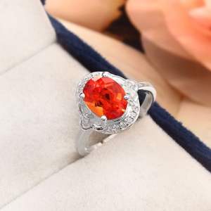 Anillo de Zafiro Padparadscha de Ceilán, Plata de Ley 925, Chapado en Oro de 14K, Joyería de Compromiso Hecha a Mano, Regalo - Product Image 3