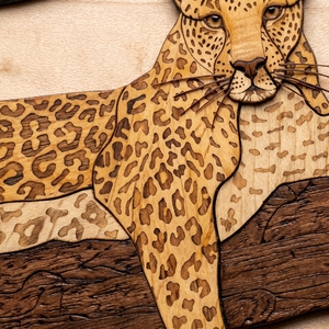 Cuadro Decorativo de Pared con Leopardo Tallado en Madera, Decoración Escénica para Sala de Estar, Estilo Rústico - Product Image 2