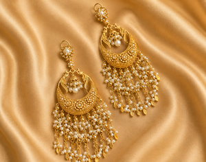 Classy Best Quality Brass Gold Plated Zircon Charm <b>Earrings</b> Stylish Trendy Look for Women And Girls Wedding Collection - Product Image 1