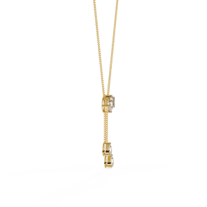 Collar Minimalista con Diamantes Cultivados en Laboratorio en Forma de Pera y Esmeralda, Cadena de Oro Sólido de 14K y Diamantes Cultivados en Laboratorio con Cadena - Product Image 3