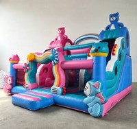 Lilytoys - Château gonflable personnalisé en PVC avec toboggan arc-en-ciel, aire de jeux gonflable pour enfants, location pour événements d'anniversaire