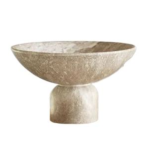 Travertine Handcrafted Natural <b>Marble</b> Decorative Bowl Stone Fruit Centerpiece Bowl for Dining <b>Table</b> <b>Console</b> Shelf Luxury Home - Product Image 1