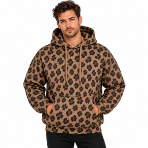 Sweat à capuche personnalisé pour homme, imprimé léopard, en polaire, pull oversize imprimé animal - Product Image 1